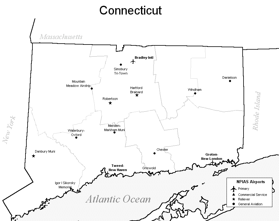 Connecticut Airport Map - Connecticut Airports