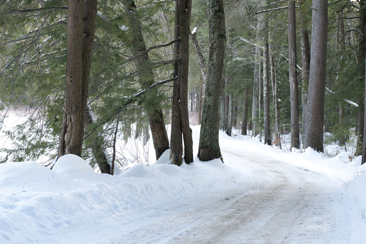 snow-covered road in Connecticut